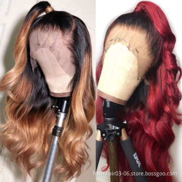 Brazilian Body Wave Wig 13x4 Colored Human Hair Wigs Ombre Black Burgundy Blonde Lace Front Human Hair Wig Natural Remy